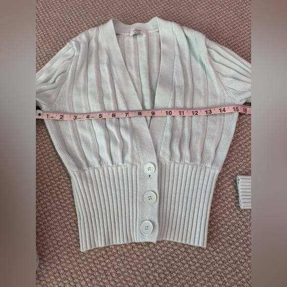 WILFRED Plunge Front Cardigan Sweater Heatwave Baby Blue Wool S ARITZIA - Picture 5 of 9